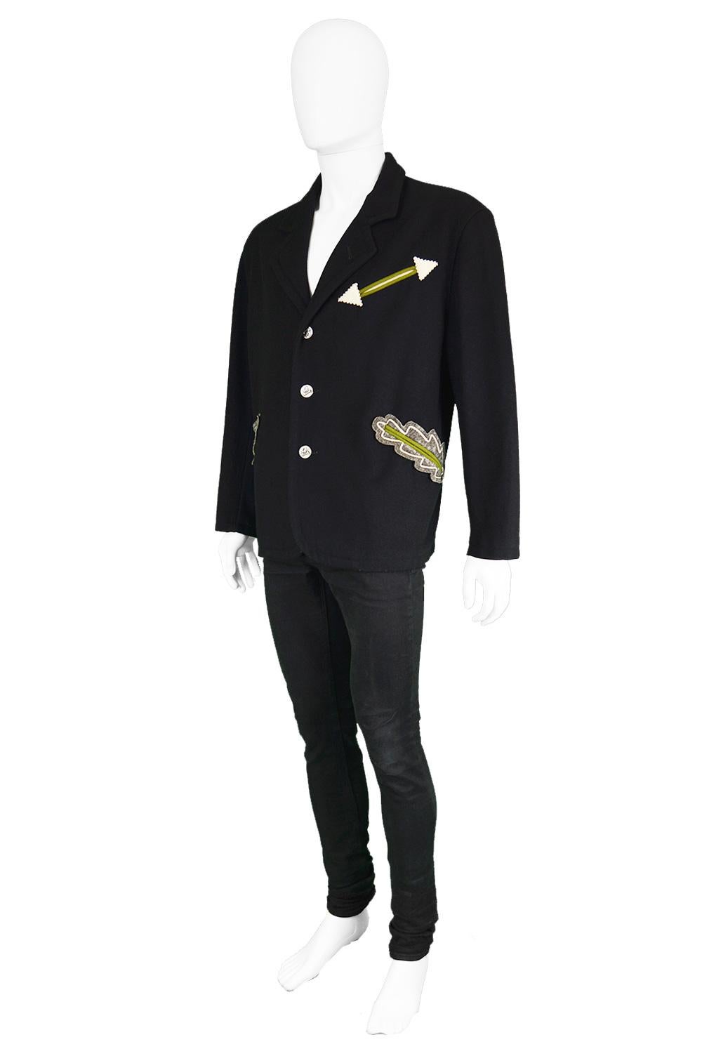 Jean Paul Gaultier Black Men's Appliquéd Wool Blend Jacket  For Sale 1