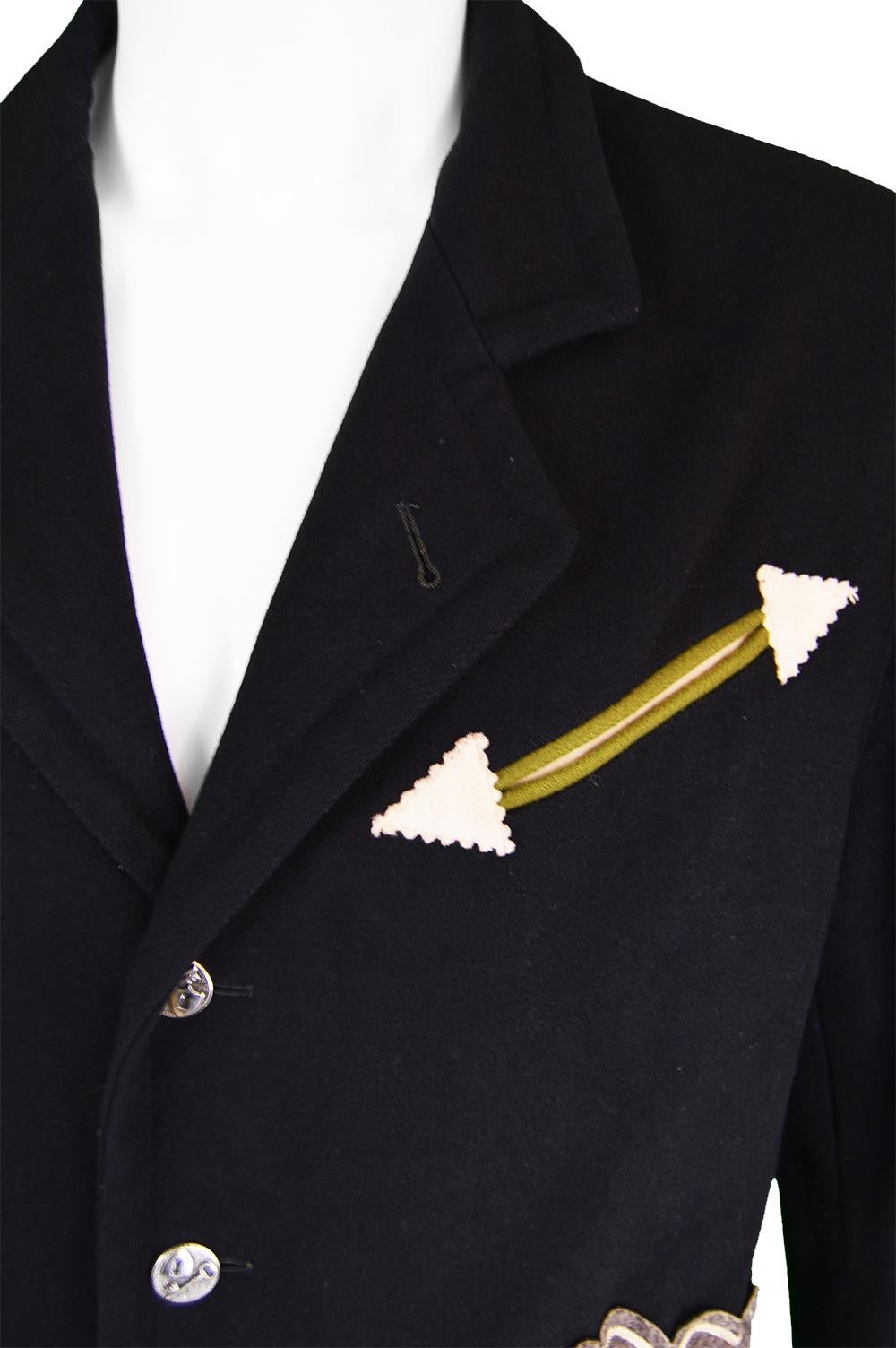 Jean Paul Gaultier Black Men's Appliquéd Wool Blend Jacket  For Sale 2