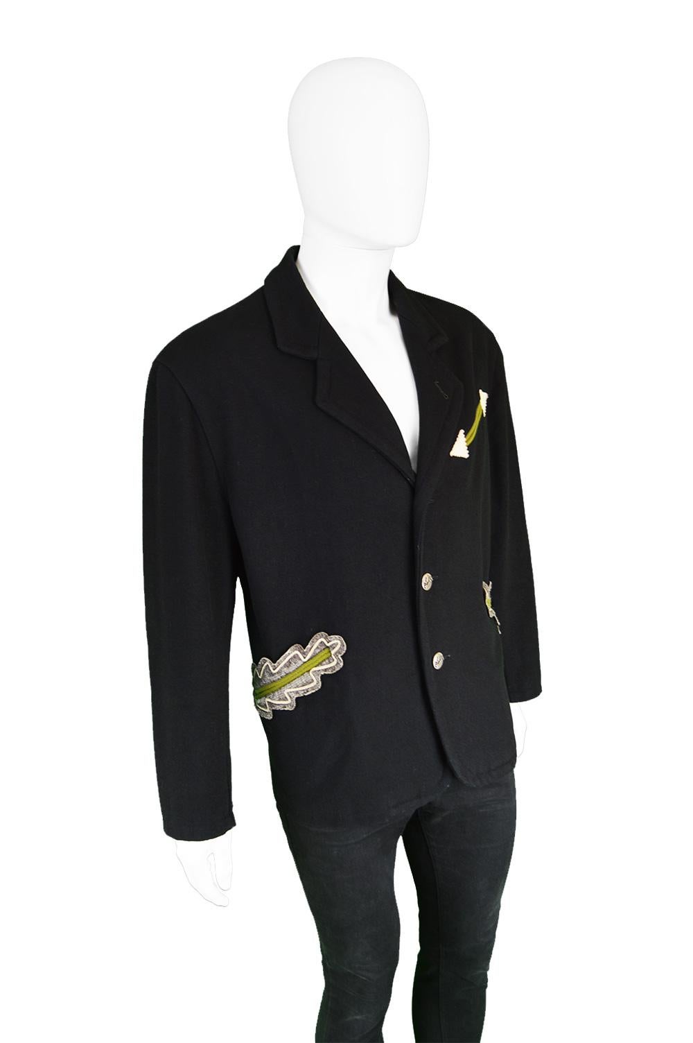 Jean Paul Gaultier Black Men's Appliquéd Wool Blend Jacket  For Sale 3