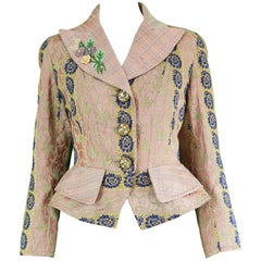 Christian Lacroix Vintage Jacquard Patterned Peplum Blazer Jacket , 1990s