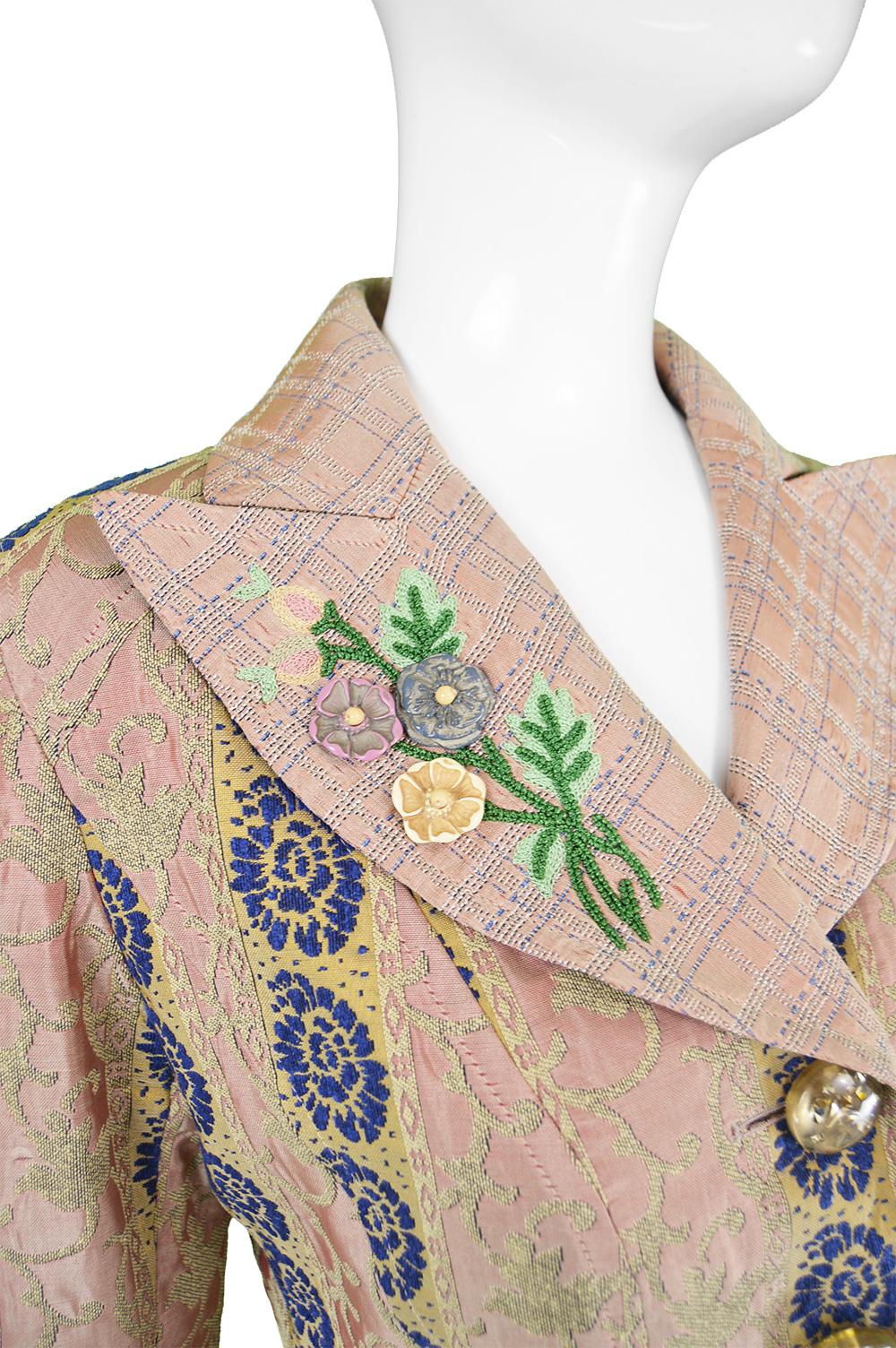 Women's Christian Lacroix Vintage Jacquard Patterned Peplum Blazer Jacket , 1990s