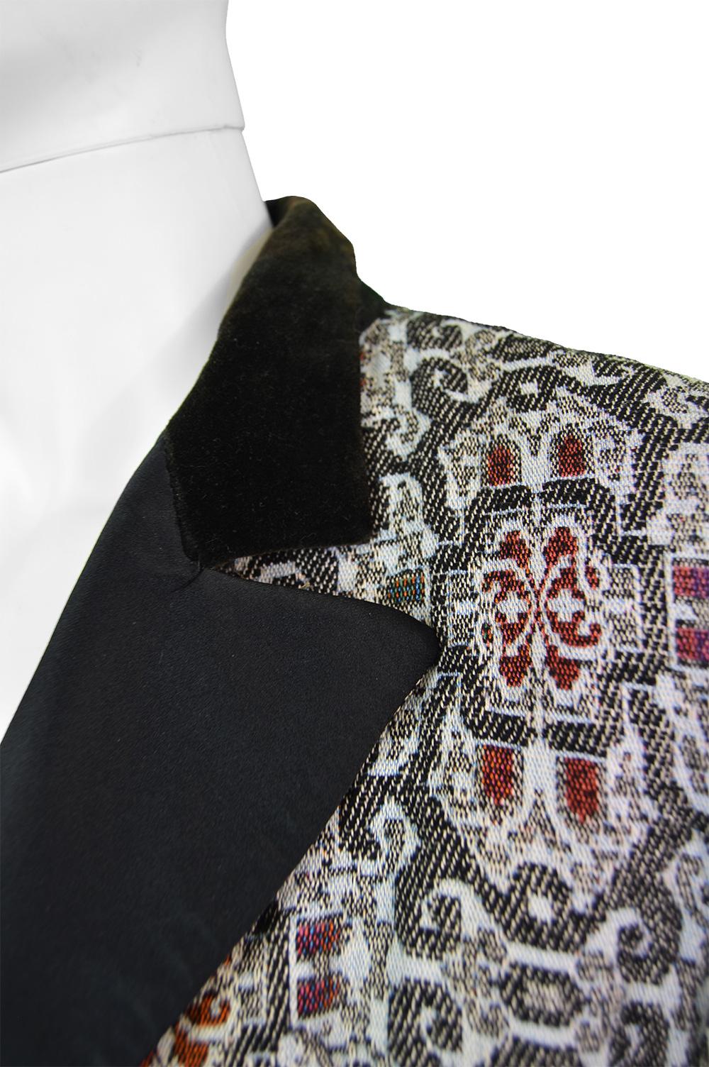 After Six Men's Vintage Tapestry Blazer Jacket with Satin Lapels, 1970s 3