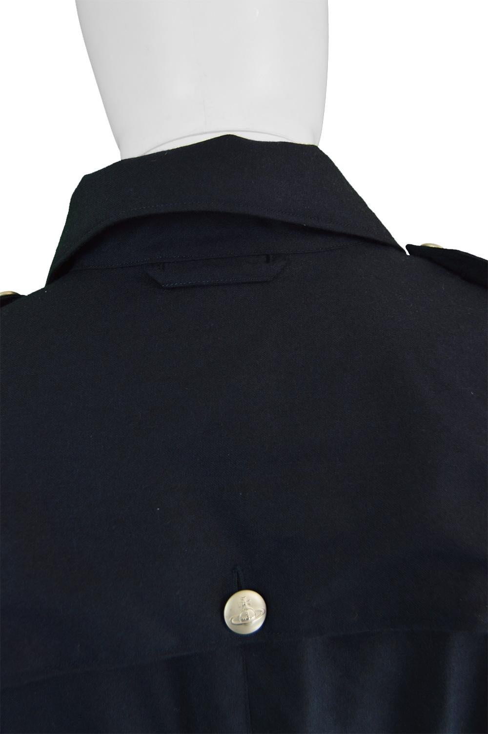 Vivienne Westwood Mens Navy Blue Wool Belted Trench Coat 2