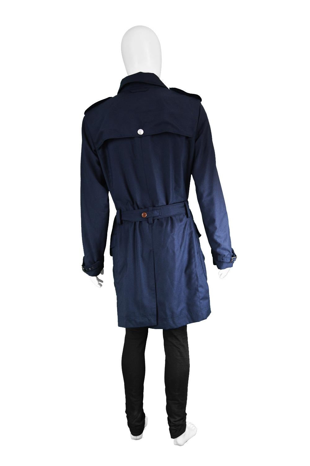 Men's Vivienne Westwood Mens Navy Blue Wool Belted Trench Coat