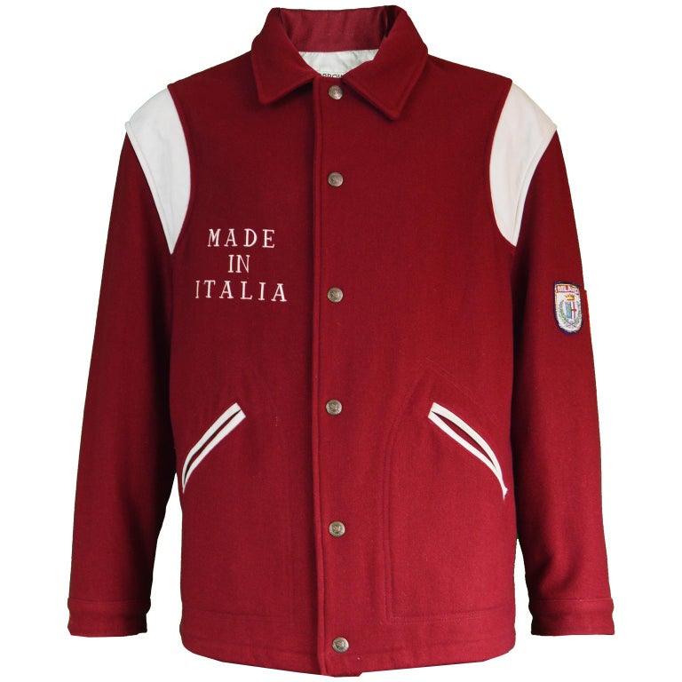 Red and White Sailor Collar Varsity Jacket - Jackets Masters