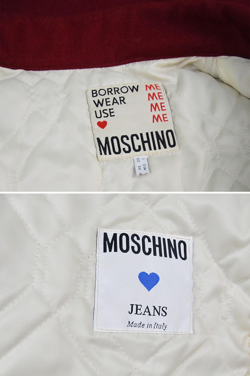 Moschino Vintage 'Made in Italia' Wool & Faux Leather Mens Letterman Jacket 2