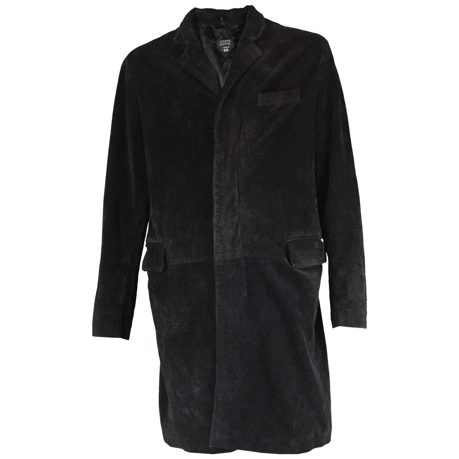 Joseph Homme Black Suede Mens Vintage Coat, 1990s For Sale