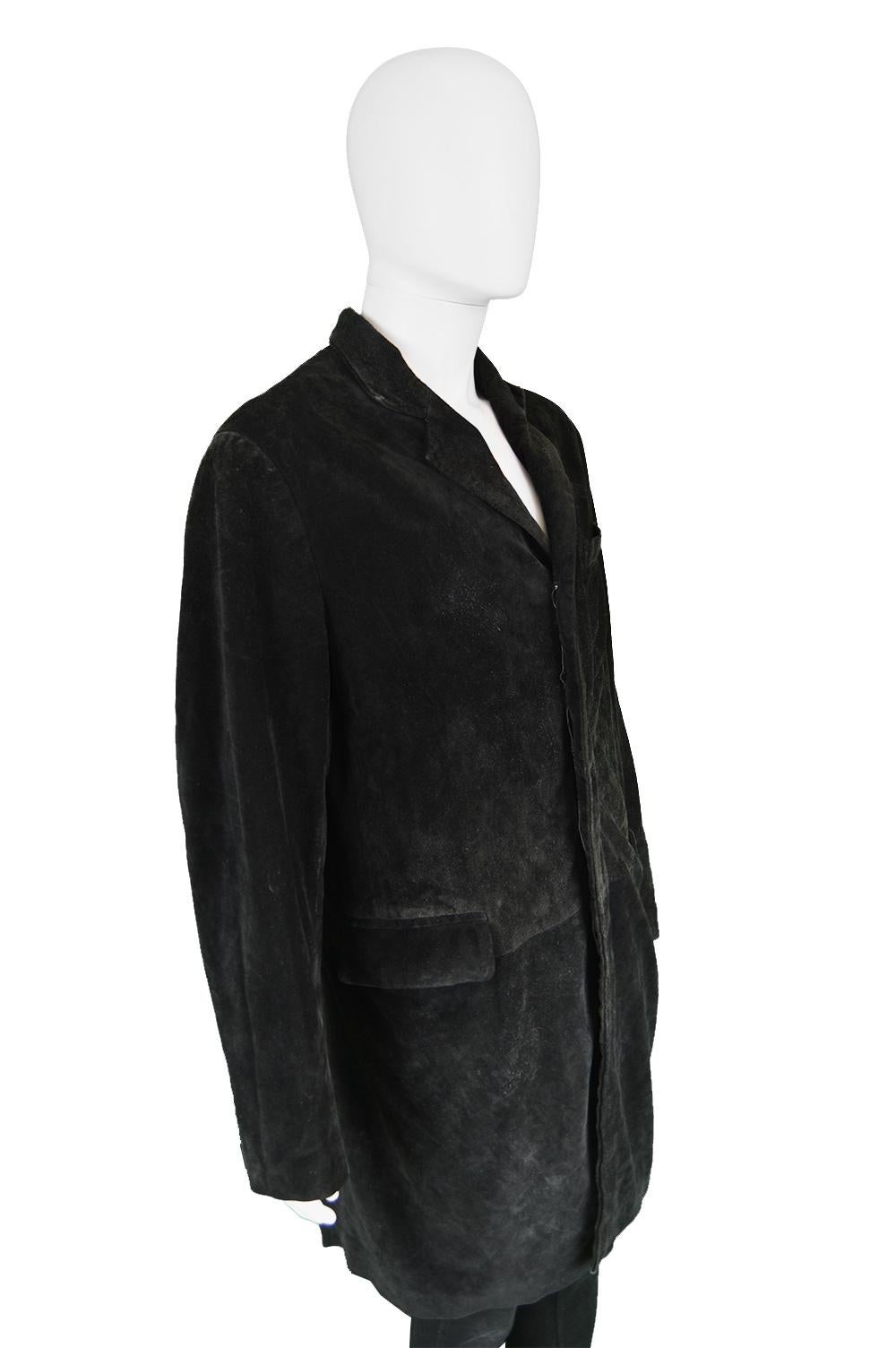Joseph Homme Black Suede Mens Vintage Coat, 1990s For Sale 1