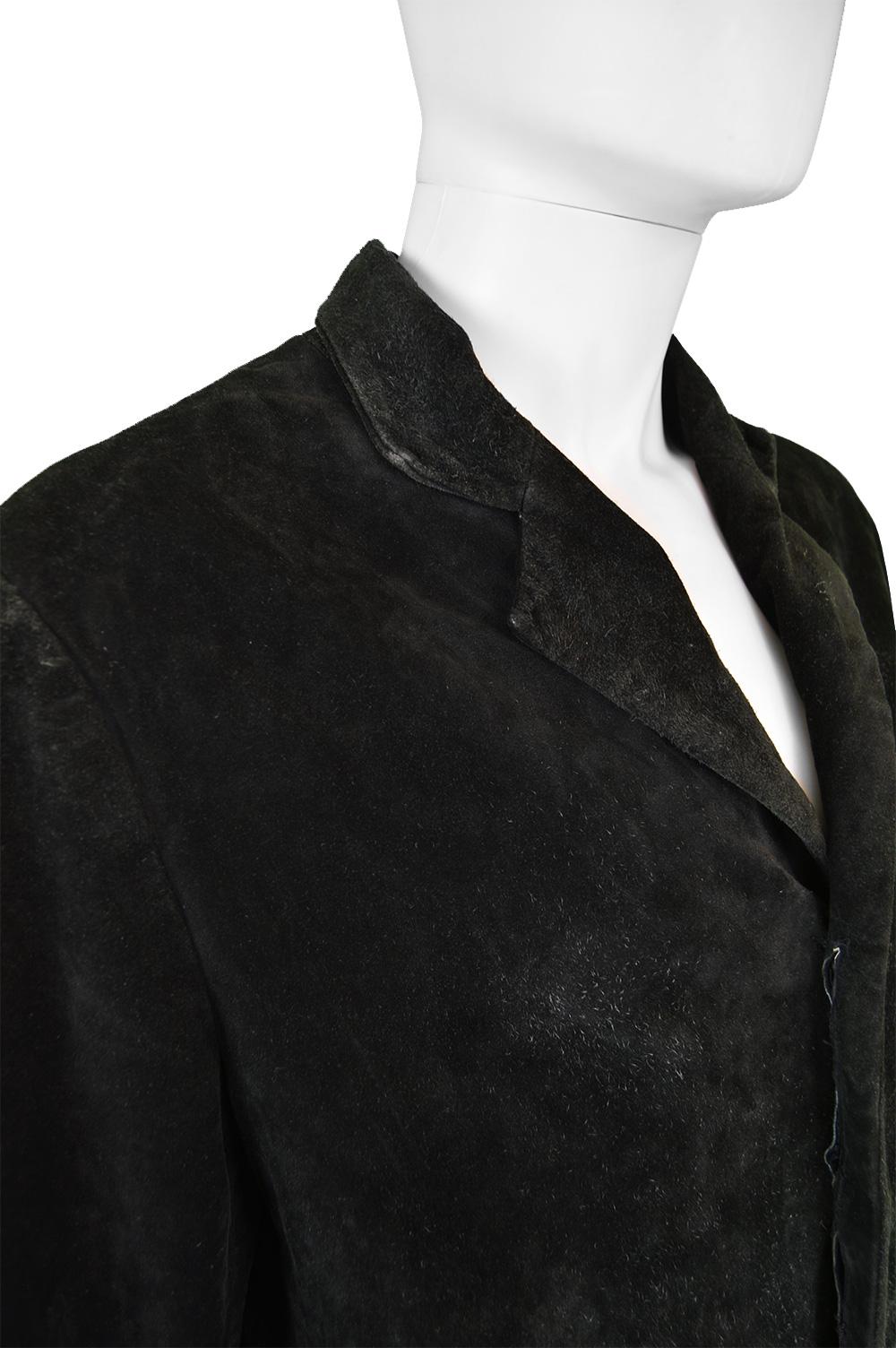 Men's Joseph Homme Black Suede Mens Vintage Coat, 1990s For Sale