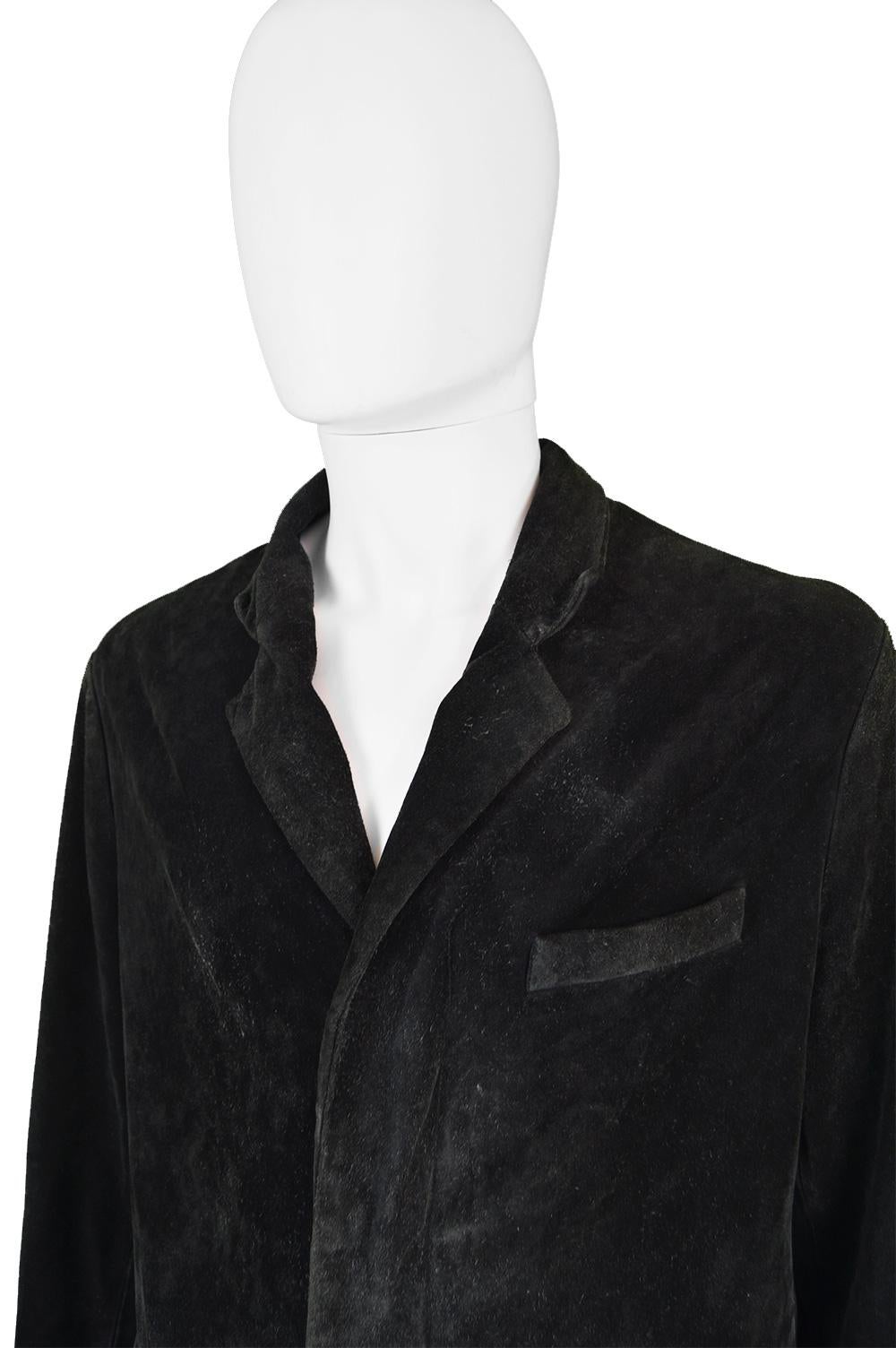 Joseph Homme Black Suede Mens Vintage Coat, 1990s (Schwarz)