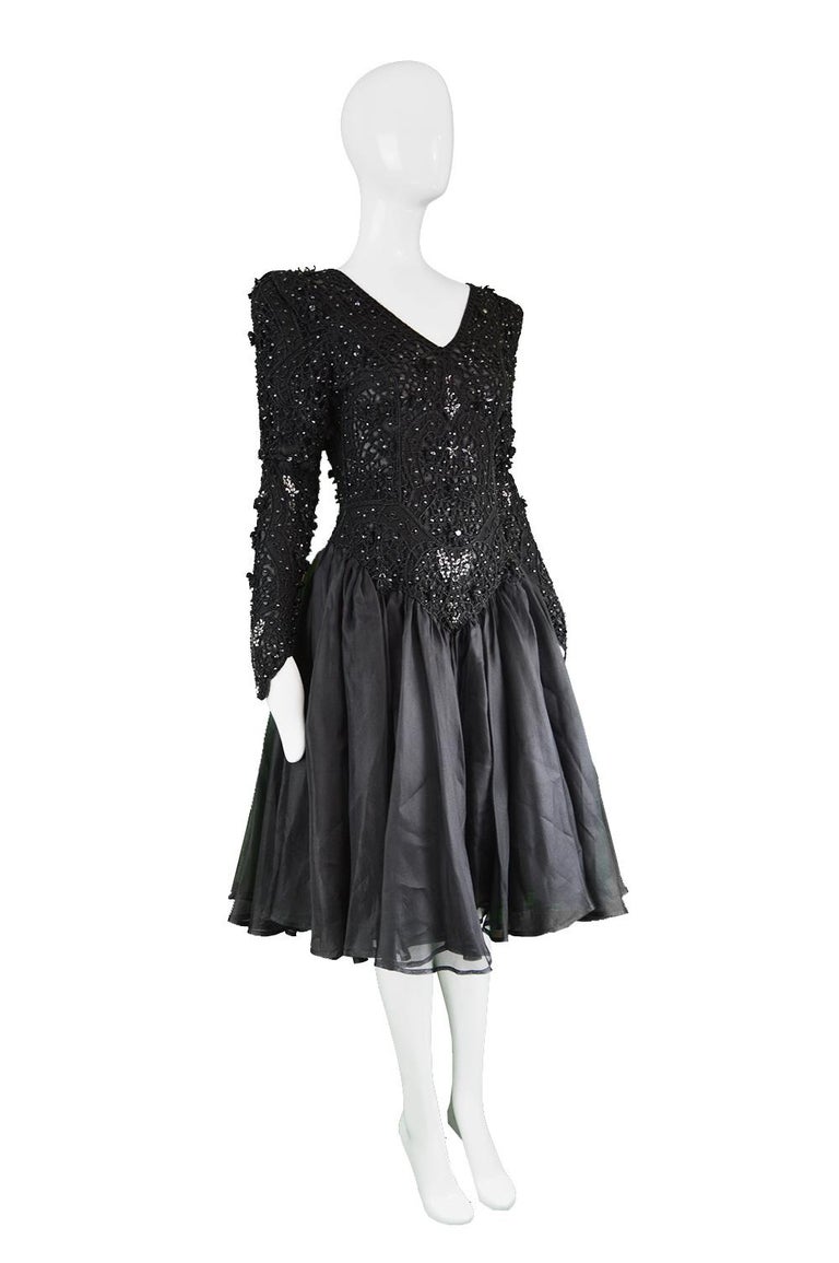 Louis Feraud Haute Couture Heavily Hand Beaded Vintage Evening Dress ...