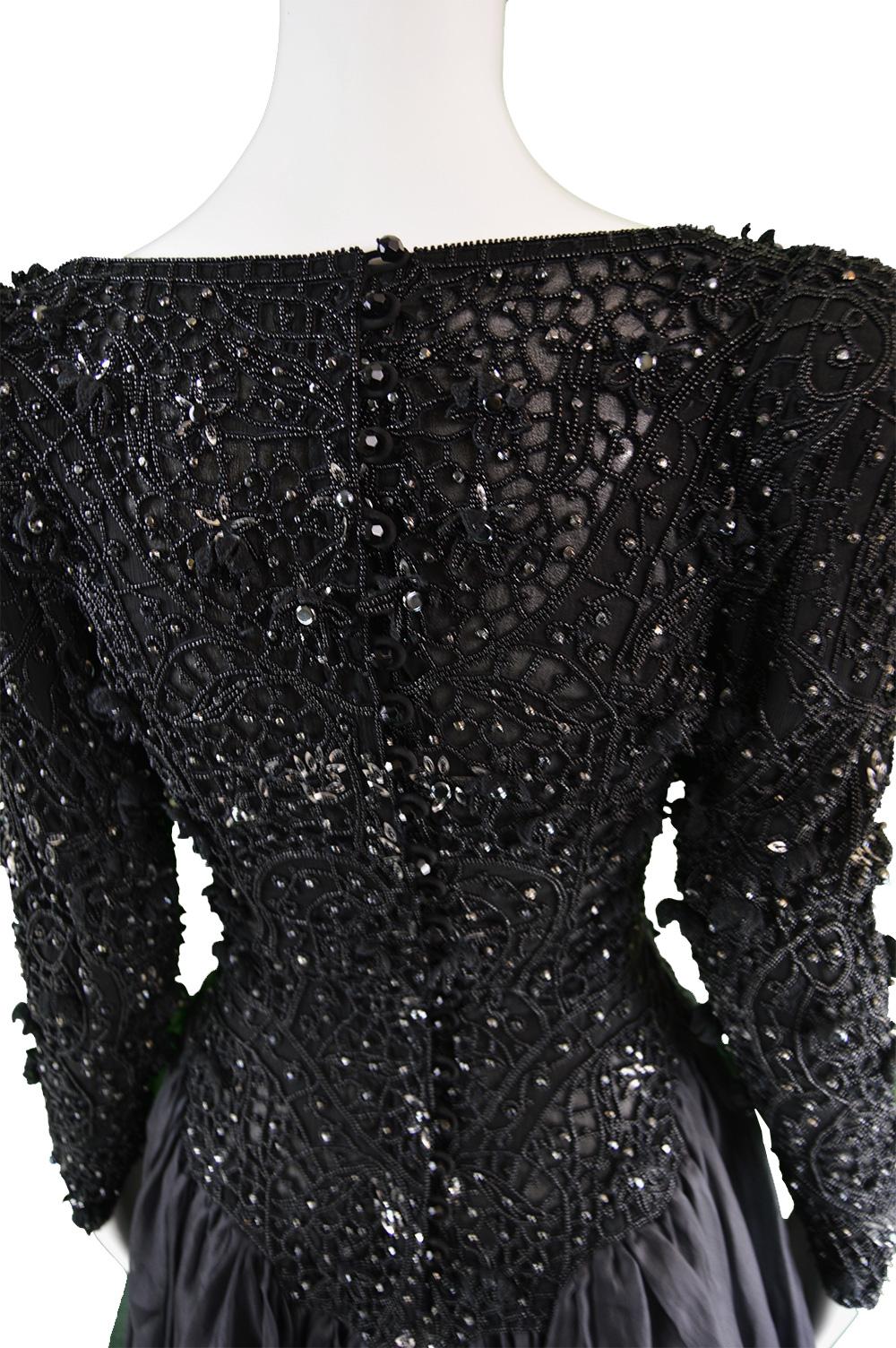 Louis Feraud Haute Couture Heavily Hand Beaded Vintage Evening Dress, 1980s 5
