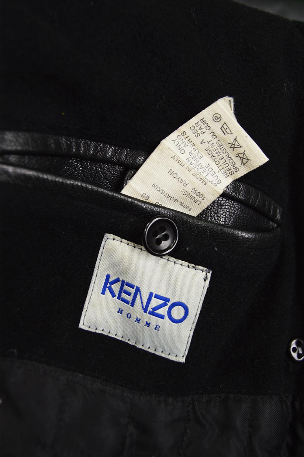 Kenzo Vintage Men's Black Goat Leather Vintage Belted Jacket Trench Coat, 1980s For Sale 7