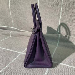 Hermes Birkin 25 Anemone Chevre Goatskin PHW Purple Bag 2005