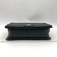 Chanel Chain Around Top Handle Boy Bag Black Quilted Leather Flap Card RHW