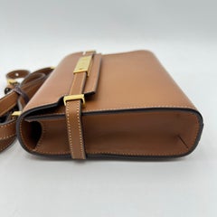 Saint Laurent Manhattan Mini Shoulder Bag Brown Calfskin Leather Gold Hardware