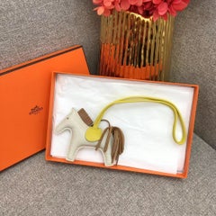 Hermes Rodeo PM Bag Charm Craie Lime Chai Milo Lambskin Horse Leather