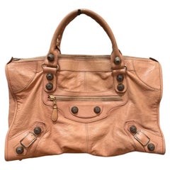 Balenciaga Classic Part Time Giant 12 Rose Gold Studs Pink Lambskin Tote Bag