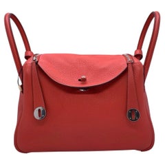 Authentic Hermes Lindy 30 T5 Rose Jaipur Pink Leather Silver Hardware 2015