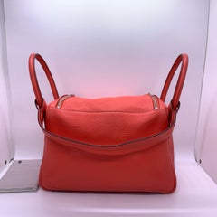 Authentic Hermes Lindy 30 T5 Rose Jaipur Pink Leather Silver Hardware 2015