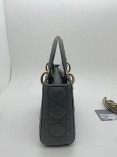 Christian Dior Mini Lady Dior Gray Cannage Lambskin Bag Gold Hardware 2021
