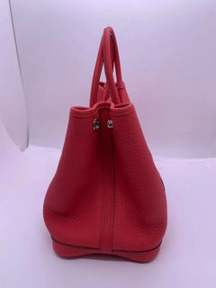Authentic Hermes Garden Party 30 Red Leather Silver Hardware 2010