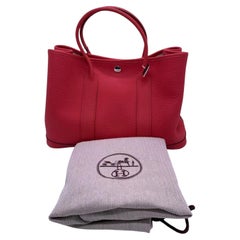 Authentic Hermes Garden Party 30 Red Leather Silver Hardware 2010