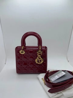 Lady Dior Small My ABCDior Bag Cherry Red Patent Cannage Gold Hardware