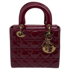 Lady Dior Small My ABCDior Bag Cherry Red Patent Cannage Gold Hardware
