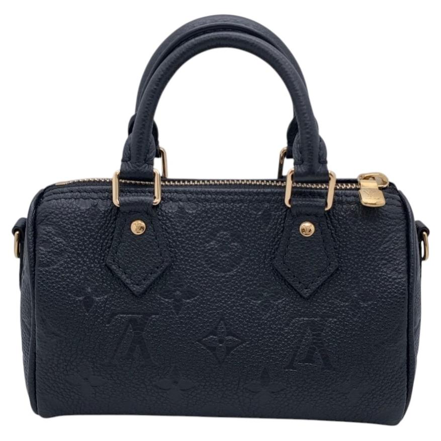 LOUIS VUITTON Nano Speedy Empreinte Leather Black Crossbody Shoulder Bag