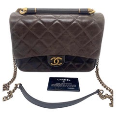 Chanel Medium Quilted Glazed Calfskin Gold HW Top Handle Crossbody