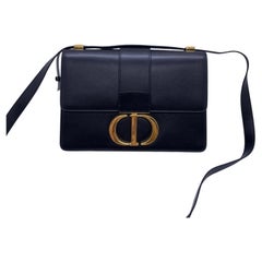 Christian Dior Black Box Calfskin 30 Montaigne Flap Bag Gold Hardware