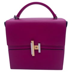 Hermes Rose Pourpre Chevre Mysore Cinhetic Boxy Top Handle Chain Bag