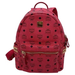 MCM Stark Side Studs Backpack Visetos Monogram Candy Red South Korea
