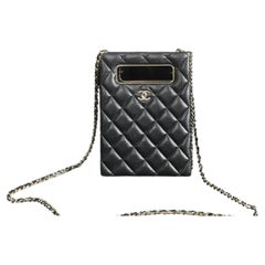 Chanel Caviar Quilted Evening Box Bag Cut Out Handle Crossbody Mini Black
