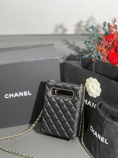 Chanel Caviar Quilted Evening Box Bag Cut Out Handle Crossbody Mini Black