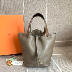 Hermes Picotin Lock 18 Touch Etoupe Clemence Alligator Gold Hardware Bag 2020