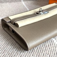 Hermes Kelly Classique To Go Wallet Epsom Etoupe Grey Palladium Hardware 2020