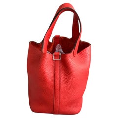 Hermes Picotin Lock 18 PM Rouge de Coeur Red Togo Leather Silver Hardware 2019
