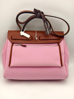 Hermes Herbag Zip 31 Pink Canvas Leather Handbag Crossbody Shoulder Bag 2020