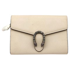 Gucci Dionysus Wallet on Chain Grained Leather White Crystal WOC
