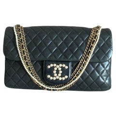 CHANEL Westminster Pearl Flap Bag Quilted Black Lambskin CC Logo