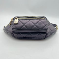 Chanel 2019 All About Waist Belt Bag Iridescent Quilted Calfskin Black