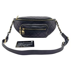 Chanel 2019 All About Waist Belt Bag Iridescent Quilted Calfskin Black