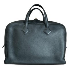 Hermes Victoria Light Briefcase Black Togo Leather Document Bag 2022 PHW