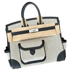 HERMES Limited Edition Birkin 25 Cargo Ecru Noir Canvas 2025