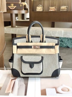 HERMES Limited Edition Birkin 25 Cargo Ecru Noir Canvas 2025