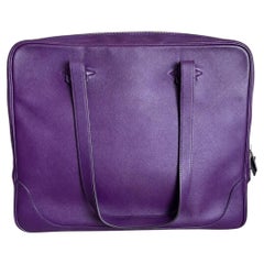 Hermes Briefcase Document Case Purple Leather Handbag Messenger Bag 2012