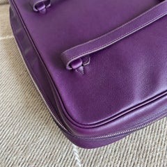 Hermes Briefcase Document Case Purple Leather Handbag Messenger Bag 2012