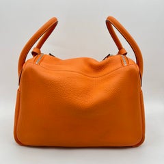 HERMES Lindy 30 Orange Leather Shoulder Bag Handbag Palladium Hardware 2011